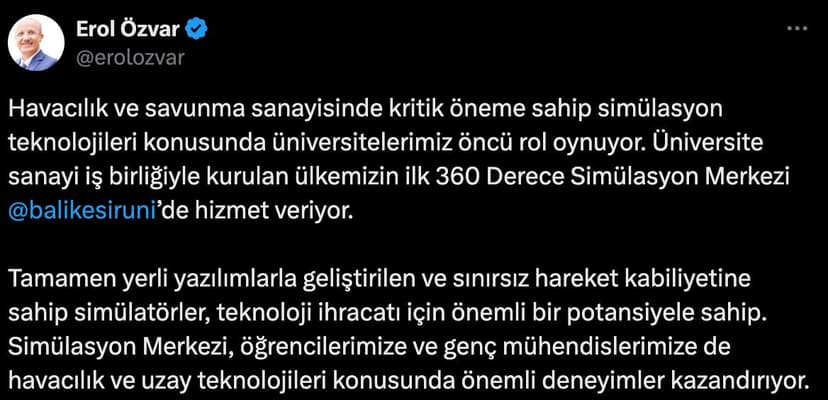 We are carrying out our efforts in Aviation and Space Technologies with the valuable support of Prof. Dr. Erol Özvar, the esteemed President of the Council of Higher Education.